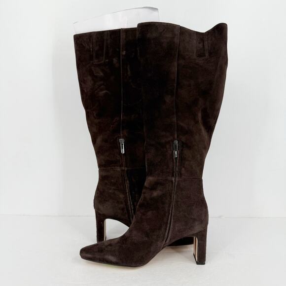 SAM EDELMAN Womens Sylvia Knee High Boots US 7.5 WIDE CALF Brown Suede NIB - Picture 7 of 13